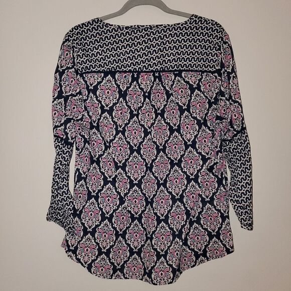 CROWN & IVY MULTIPRINT COTTON BLOUSE SIZE XL - Picture 5 of 6